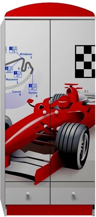 MAXMAX Šatníková skriňa ČERVENÁ FORMULA - TYP F