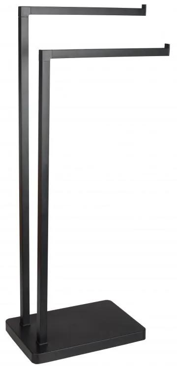 Erga Roki, dvojramenný vešiak na uteráky 30,5x20,5x80,5 cm, čierna matná, ERG-YKA-P.ROKI-BLK