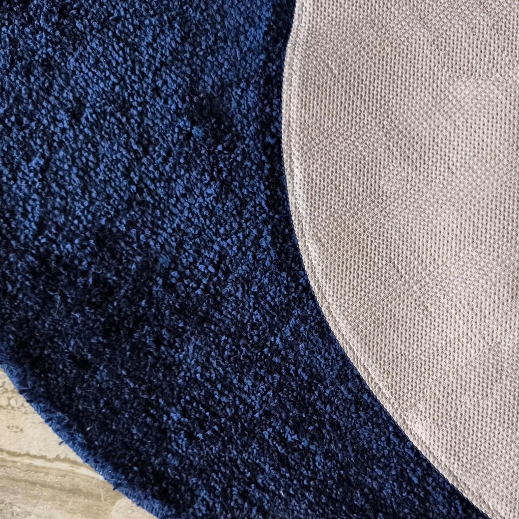 DY Okrúhly tmavomodrý shaggy koberec Kamel Rozmer: 200 cm