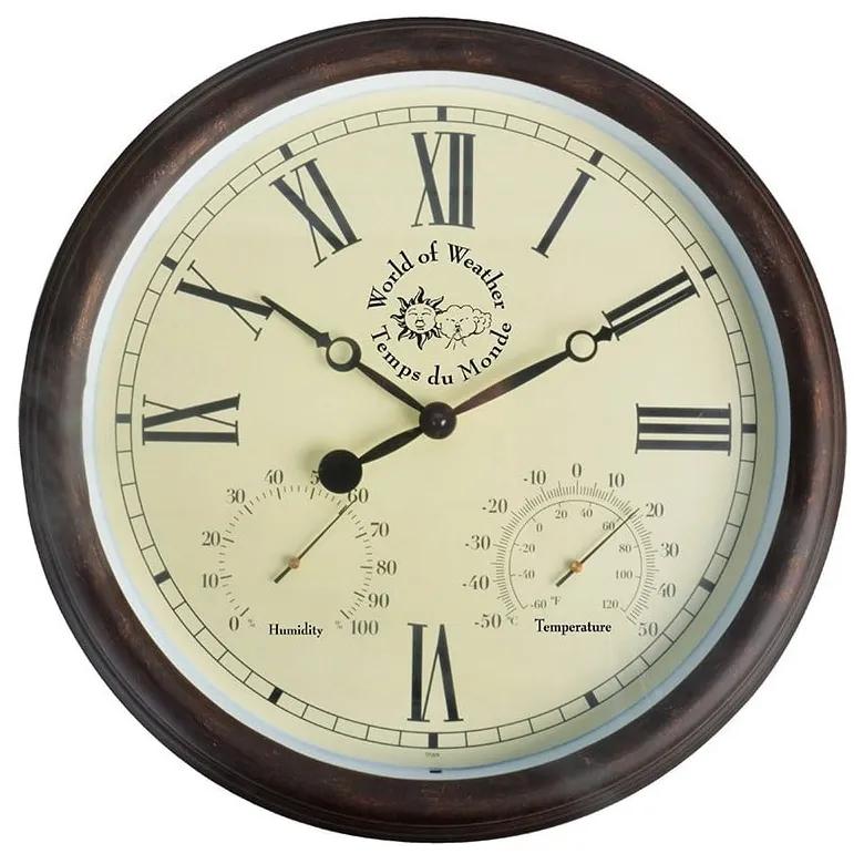 Vonkajšie nástenné hodiny s rímskymi číslicami a teplomerom Esschert Design