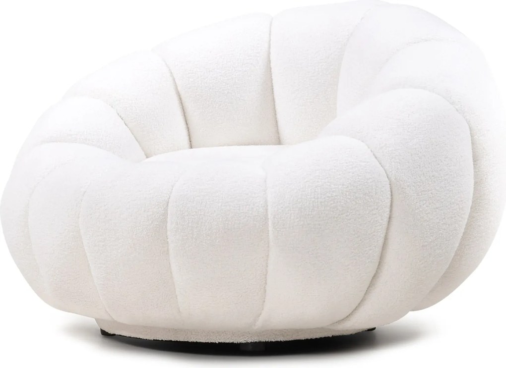 Dizajnové relaxačné kreslo VENEZIA 100 cm boucle biele