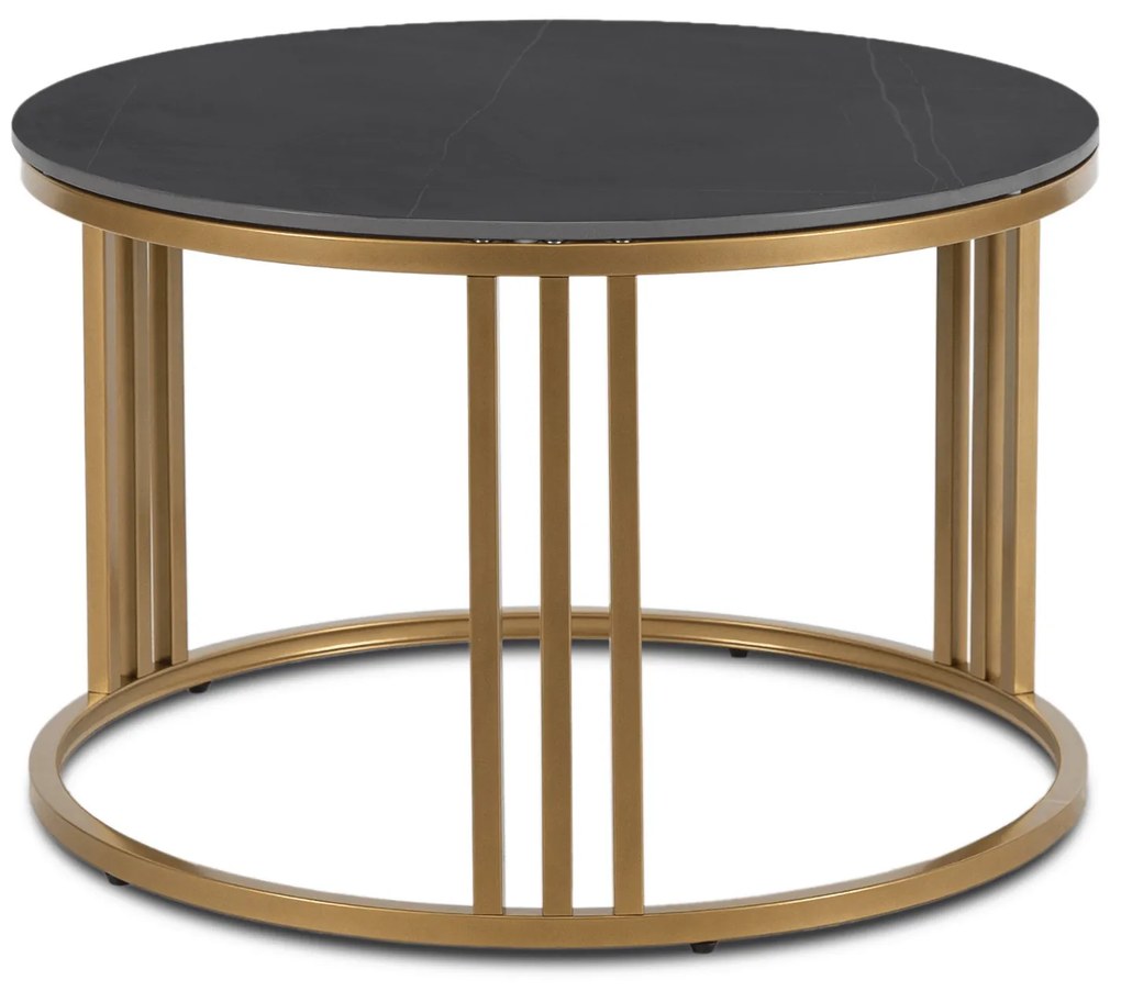 Konferenčný stolík KORIN, čierny mramor/zlatá