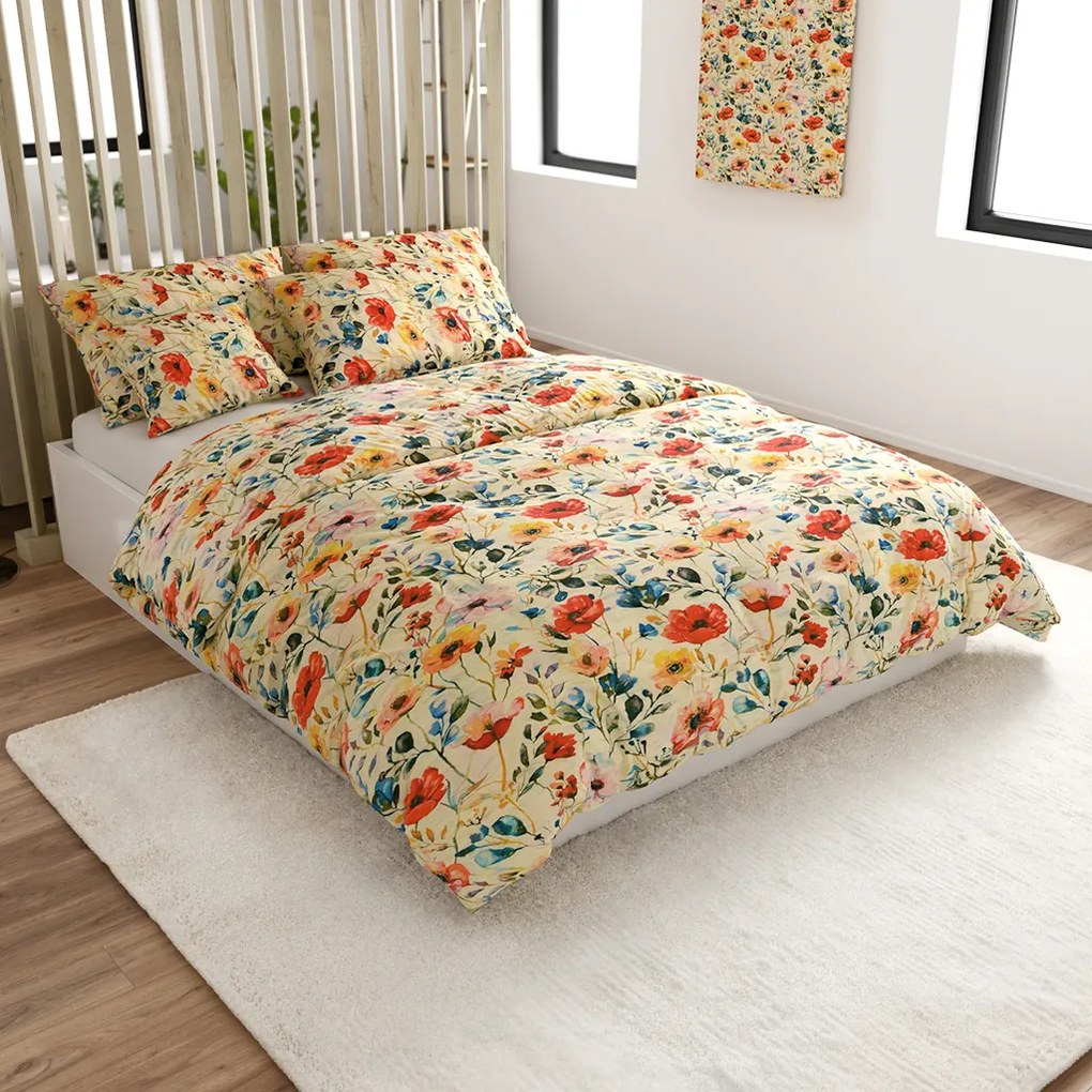 Krepové obliečky FLOREEN krémové Rozmer obliečky: 70 x 90 cm | 140 x 200 cm