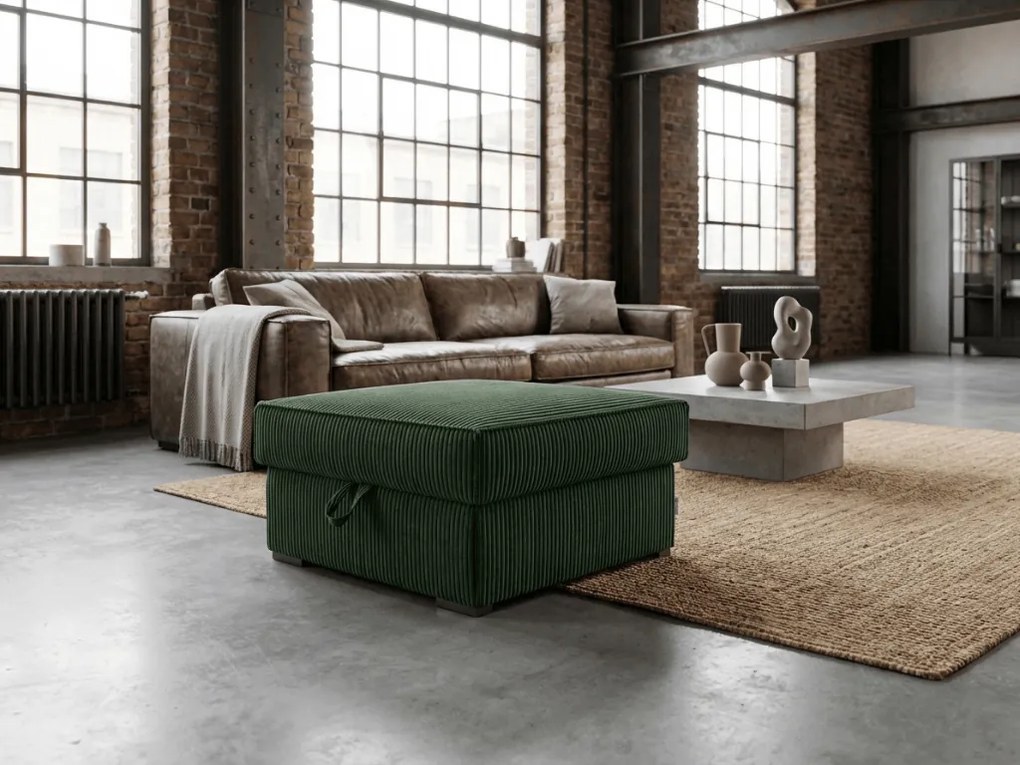 Taburet SMART COSARO XL s úložným priestorom 71x71 cm, tmavozelený