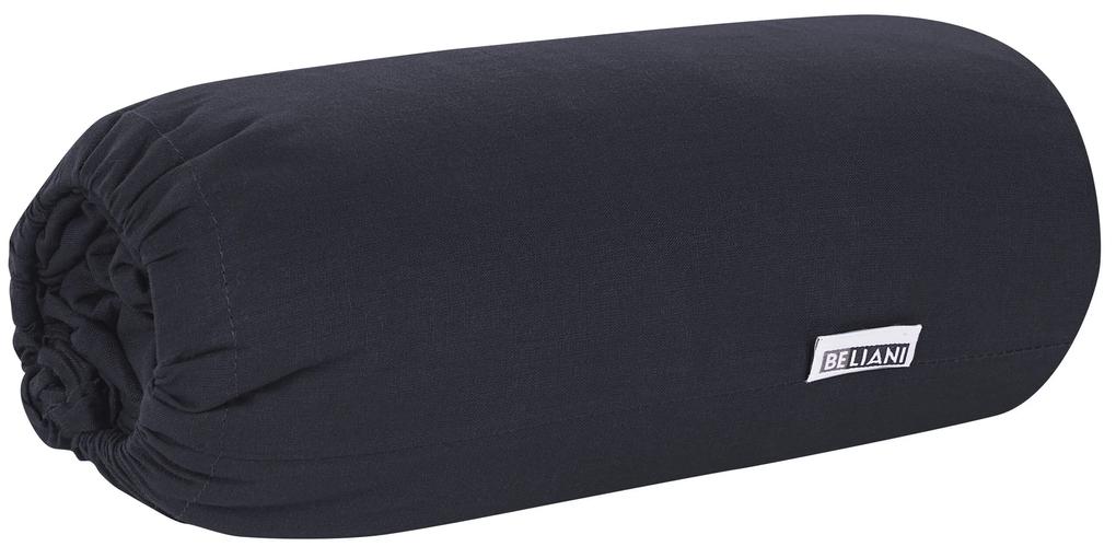 Bavlnená posteľná plachta 180 x 200 cm čierna JANBU Beliani
