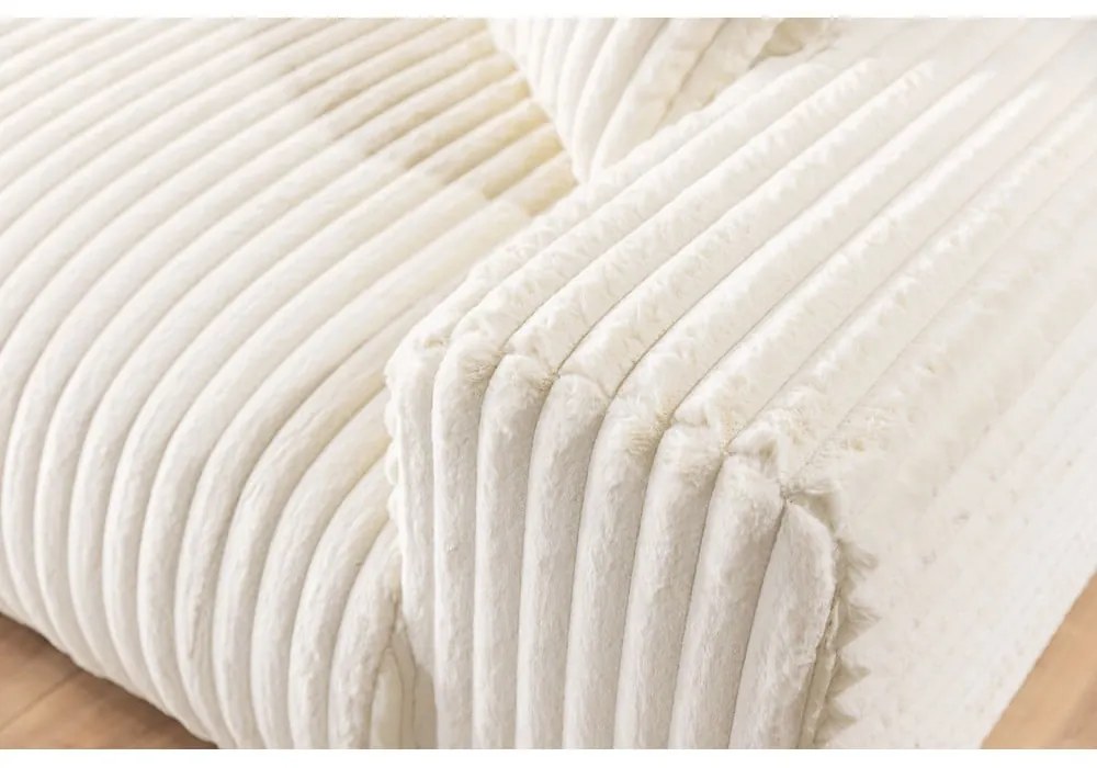 Krémová menčestrová rozkladacia/s úložným priestorom rohová pohovka (ľavý roh) Sarina – Ropez