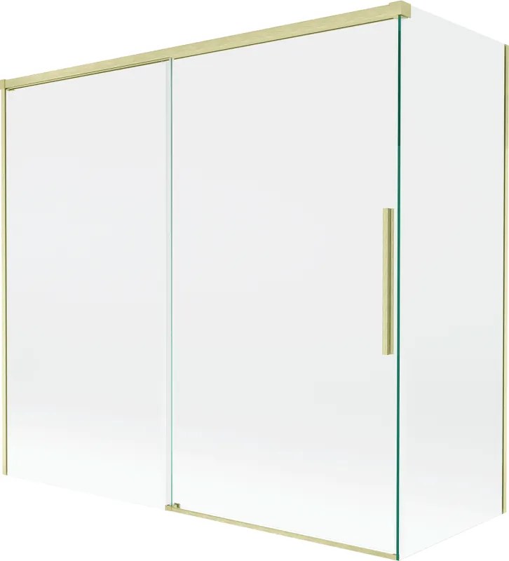 Mexen Rox, 2-krídlová posuvná vaňová zástena 170 + 80 x 150 cm, 8mm číre sklo, zlatý matný profil, 8C9-170-080-55-00
