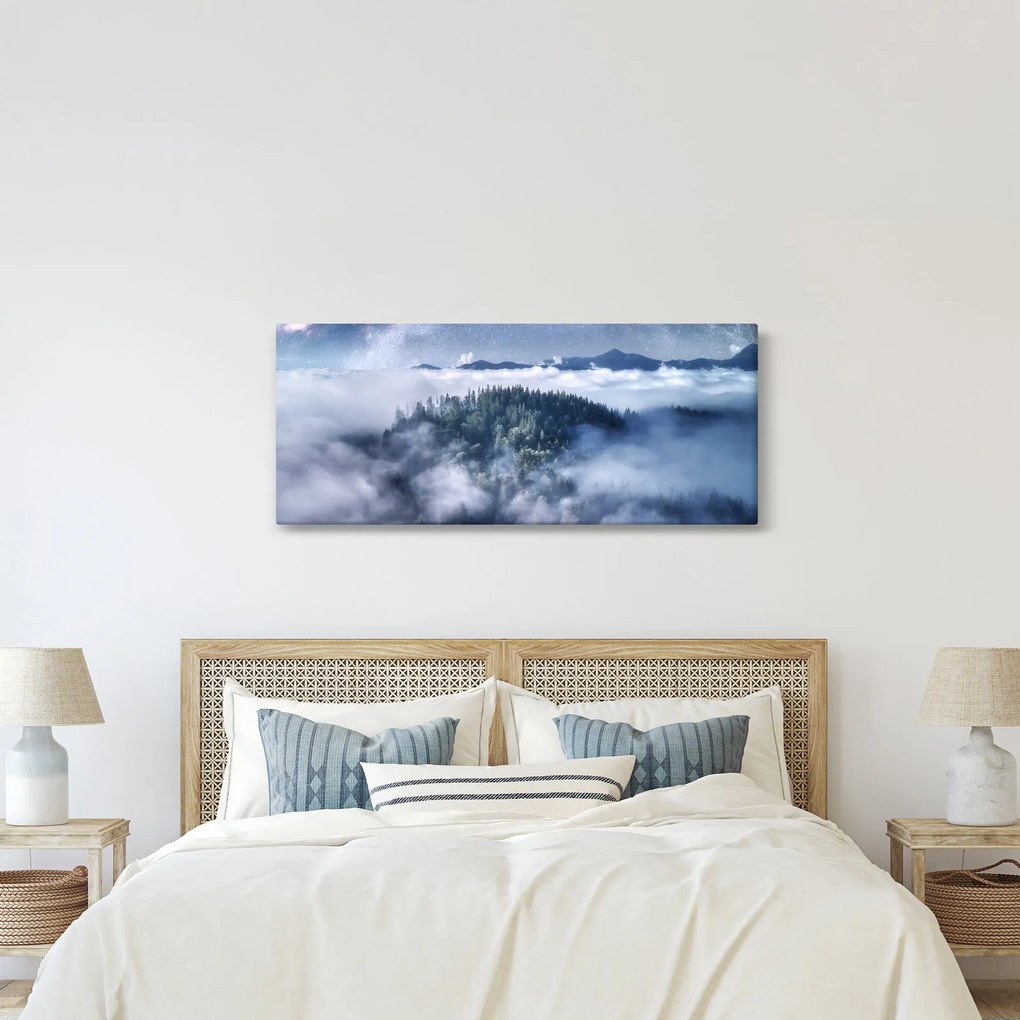 Obraz lesa v hmle (120x50 cm)