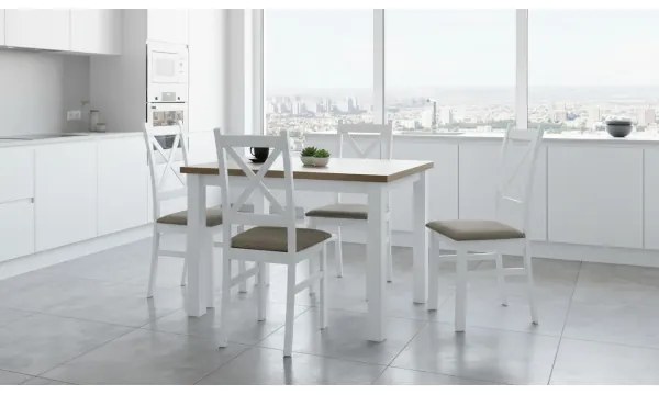 Jedálenská stolička NATE biela/hnedá