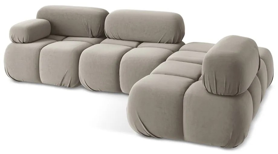 Béžová zamatová modulárna rohová pohovka (pravý roh) Lokua – Makamii