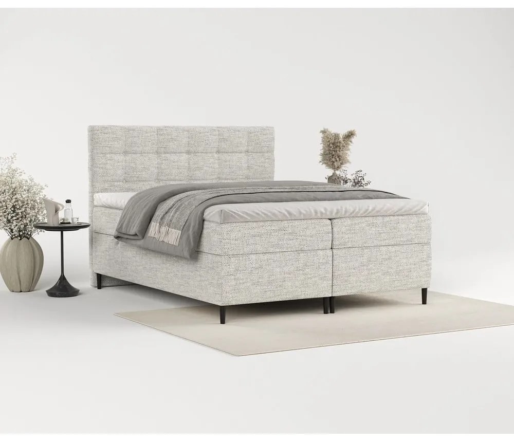 Svetlosivá boxspring posteľ s úložným priestorom 140x200 cm Urbaneo – Maison de Rêve