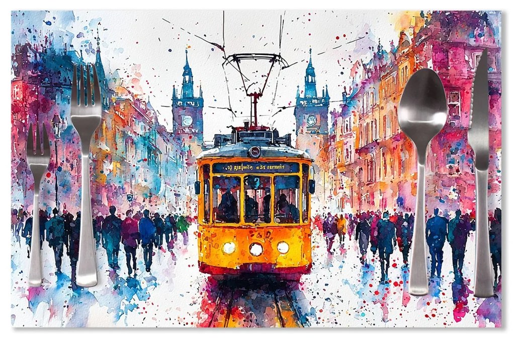 Sablio Prestieranie Žltá električka Paint: 40x30cm