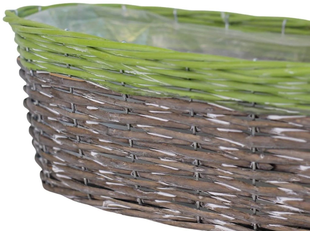 Hnedozelený oválný košík 42cm