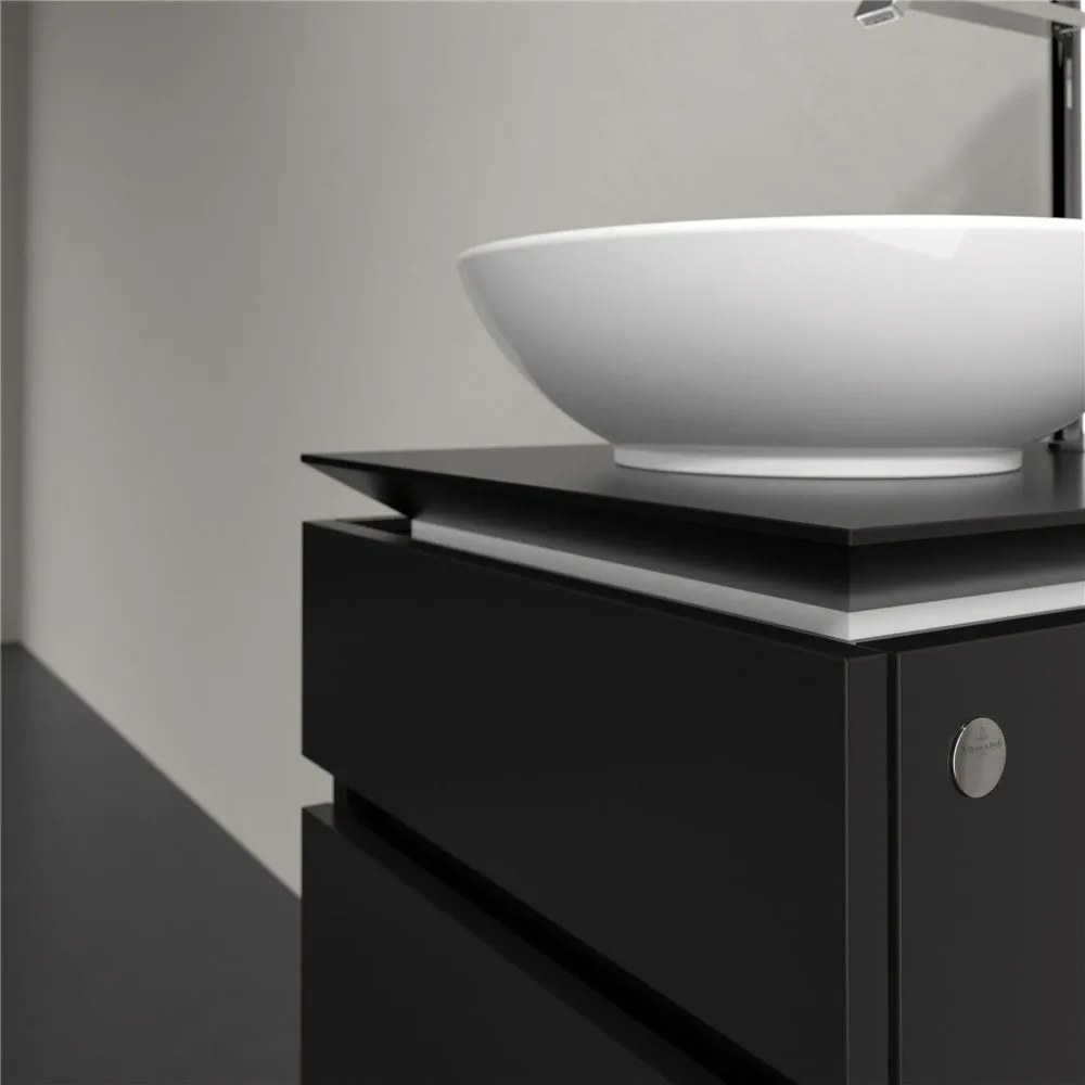 VILLEROY &amp; BOCH Legato závesná skrinka pod umývadlo na dosku (umývadlo v strede), 2 zásuvky, 450 x 500 x 550 mm, Black Matt Lacquer, B56600PD