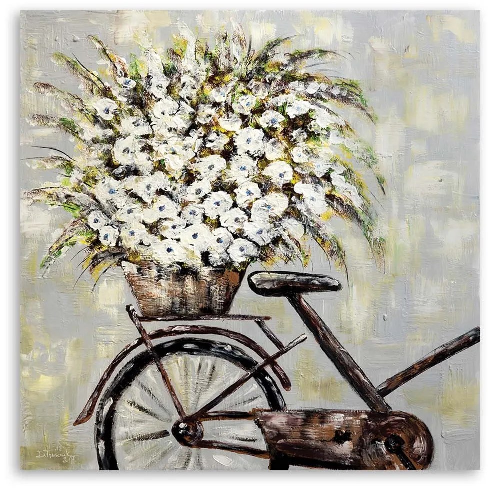 Gario Obraz na plátne Kytica kvetov a bicykel Rozmery: 30 x 30 cm