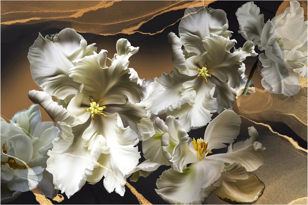 Obraz - Kvety orchideí na mramorovom pozadí (90x60 cm)