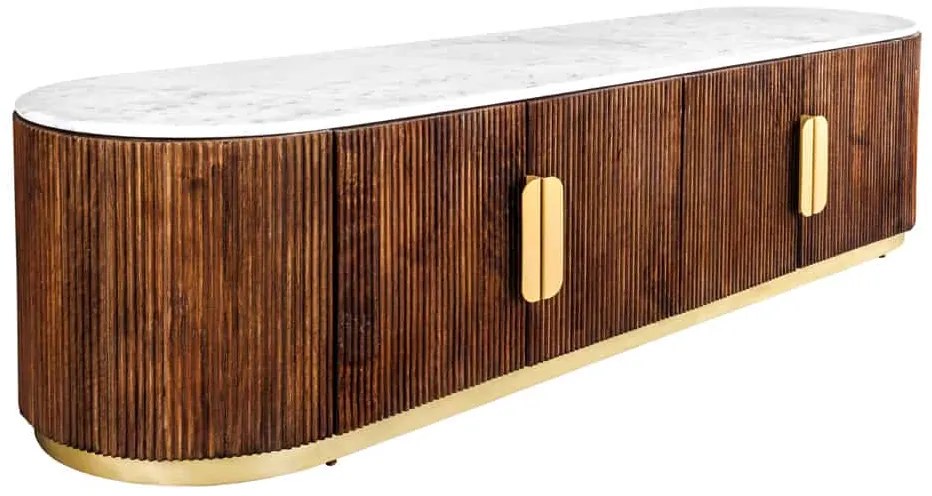Dizajnový TV stolík Daichi 170 cm mango / mramor