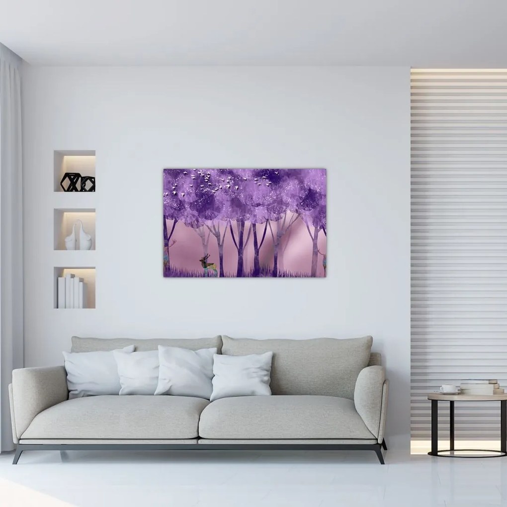 Obraz - Jelene v magickom lese (90x60 cm)