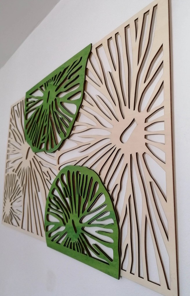 Drevený obraz na stenu - KIWIKI: Model 1 46 x 80 cm 3918-45190 PR0301 multi green
