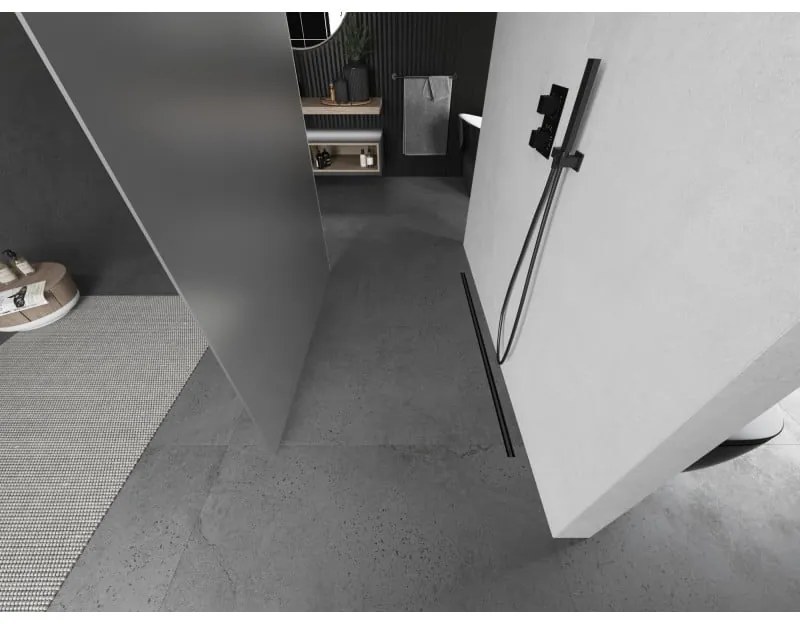 Mexen Kioto, sprchová zástena Walk-In 130 x 200 cm, 8mm sklo námraza, grafitový profil, 800-130-002-66-30