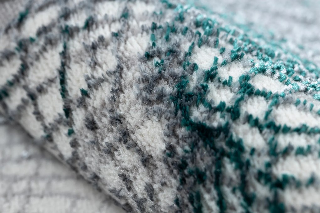 Moderný koberec DE LUXE 621 Sieť - Štrukturálny sivý / verde