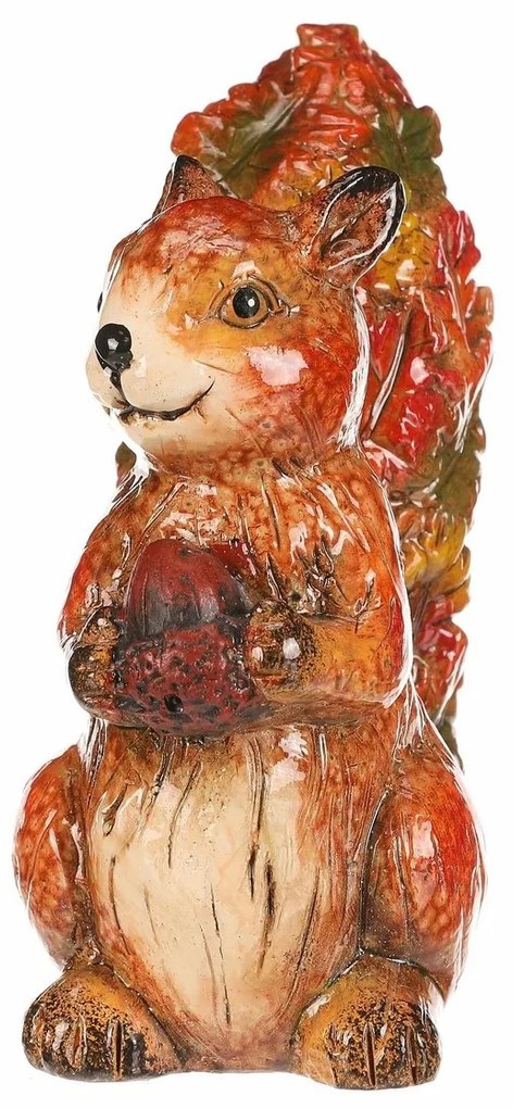 Jesenná dekorácia Veverička s orieškom, 12 x 7 x 13 cm, keramika