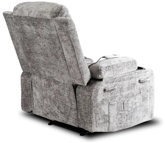 JAKS Masážne kreslo šedé mikroplyš Box
