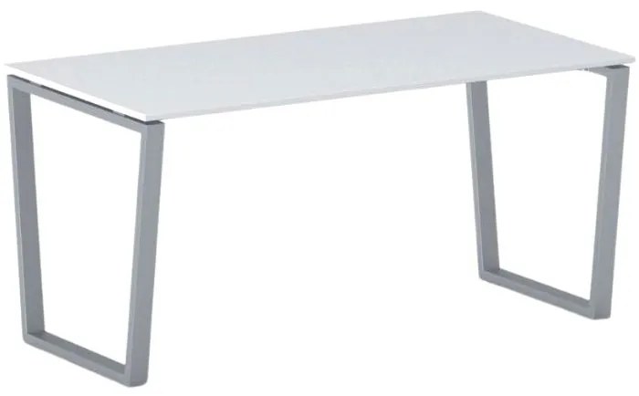 Kancelársky stôl PRIMO IMPRESS, sivostrieborná podnož, 1600 x 800 mm, biela