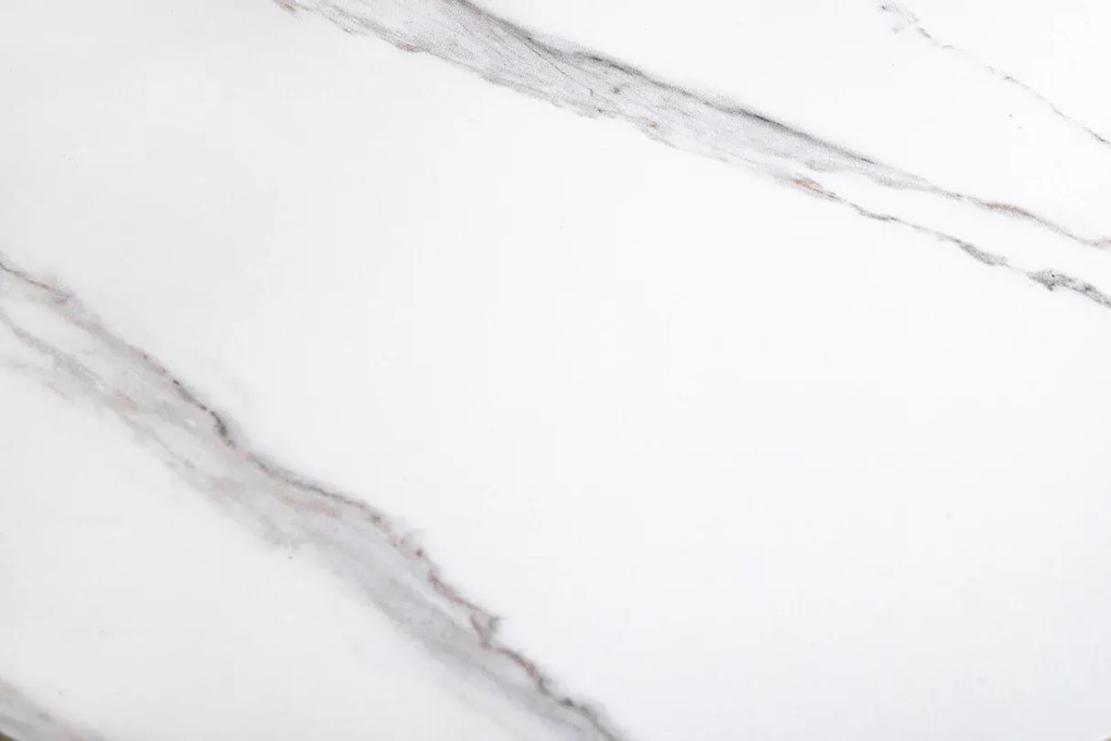 Konferenčný stolík DANCING RINGS 80-135 cm otočný keramický vrch s bielym mramorovým vzhľadom