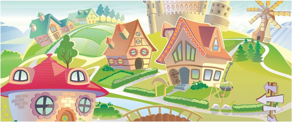 Obraz - Farebné mestečko (120x50 cm)