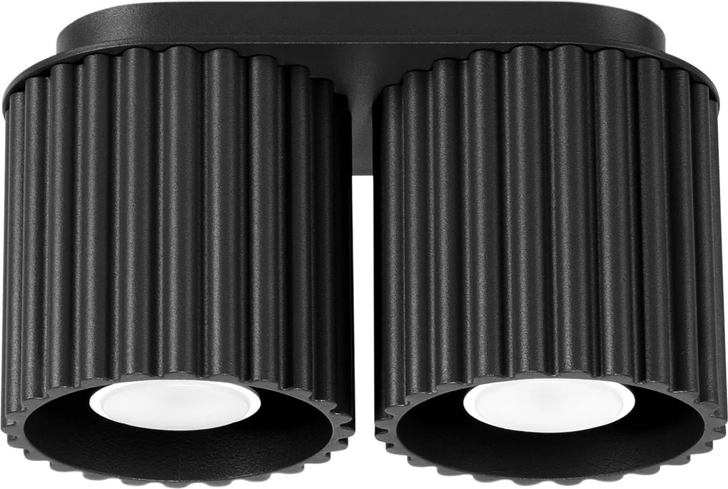 Stropné svietidlo Aura, 2x čierne hliníkové tienidlo, (10 cm)