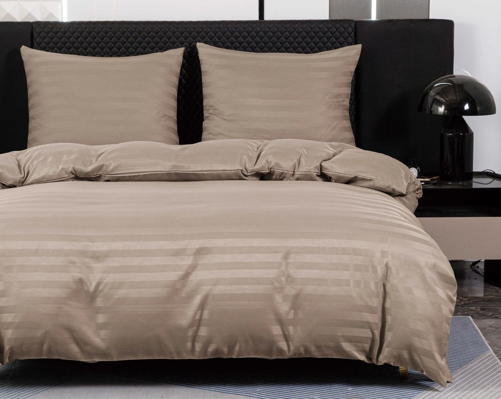 Hotelové obliečky z mikrovlákna JASMINE béžové - prúžok 2 cm Rozmer obliečky: 2 ks 70 x 90 cm | 200 x 220 cm