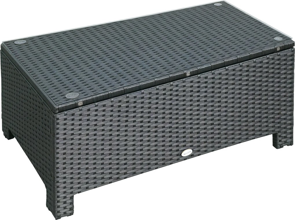 Outsunny Záhradný bočný stolík, kávový stolík, patio stolík, balkónový stolík, poly rattan, čierny 85 x 50 x 39 cm | Aosom