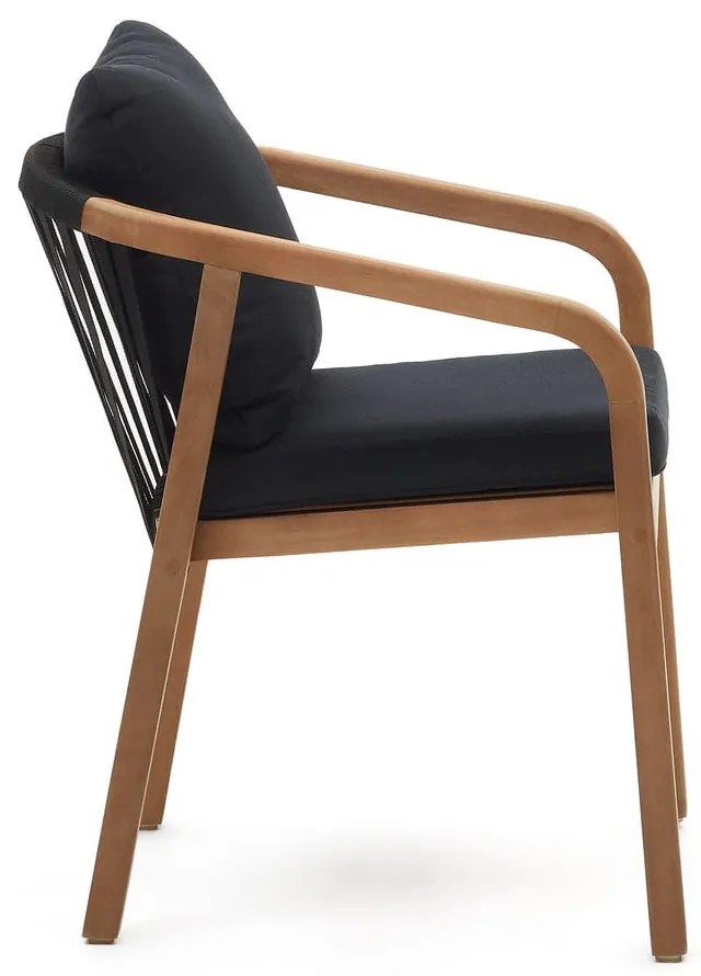 Čierne/v prírodnej farbe drevené/polstrované záhradné stoličky v súprave 4 ks Malaret – Kave Home