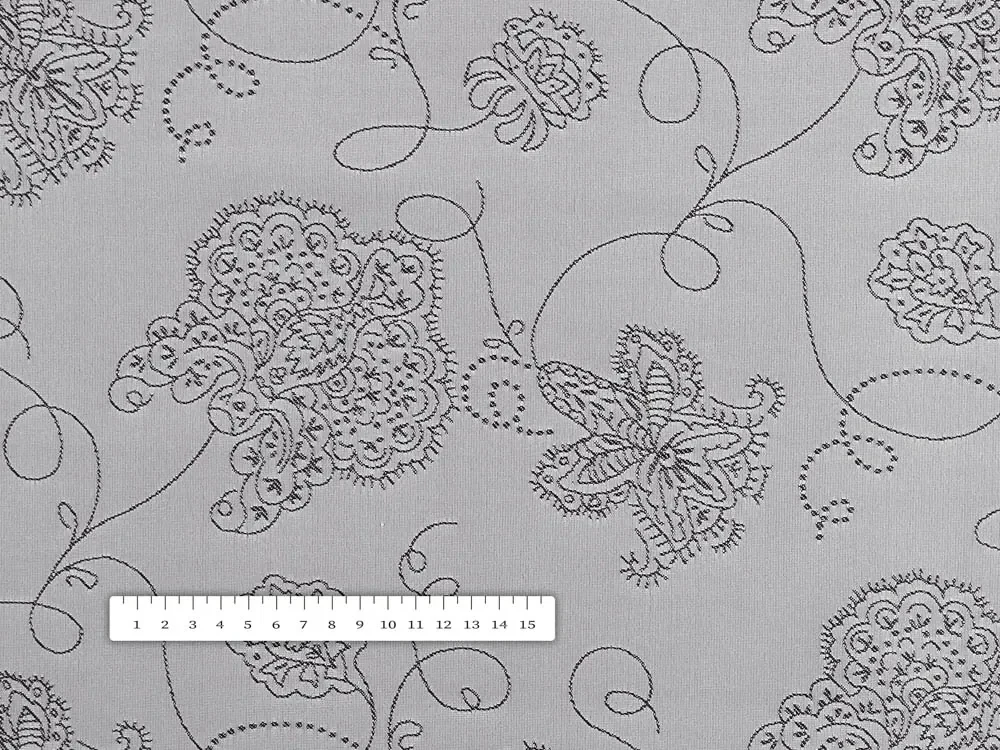 Biante Teflónový okrúhly obrus TF-083 Kvetované ornamenty na sivom Ø 130 cm