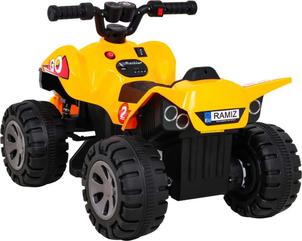 Ramiz Najrýchlejšia batériová štvorkolka pre deti Žltá + 25W motor