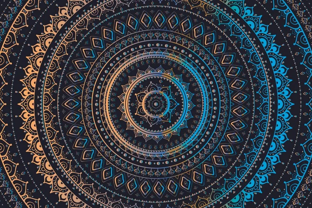 Samolepiaca tapeta Mandala so vzorom slnka