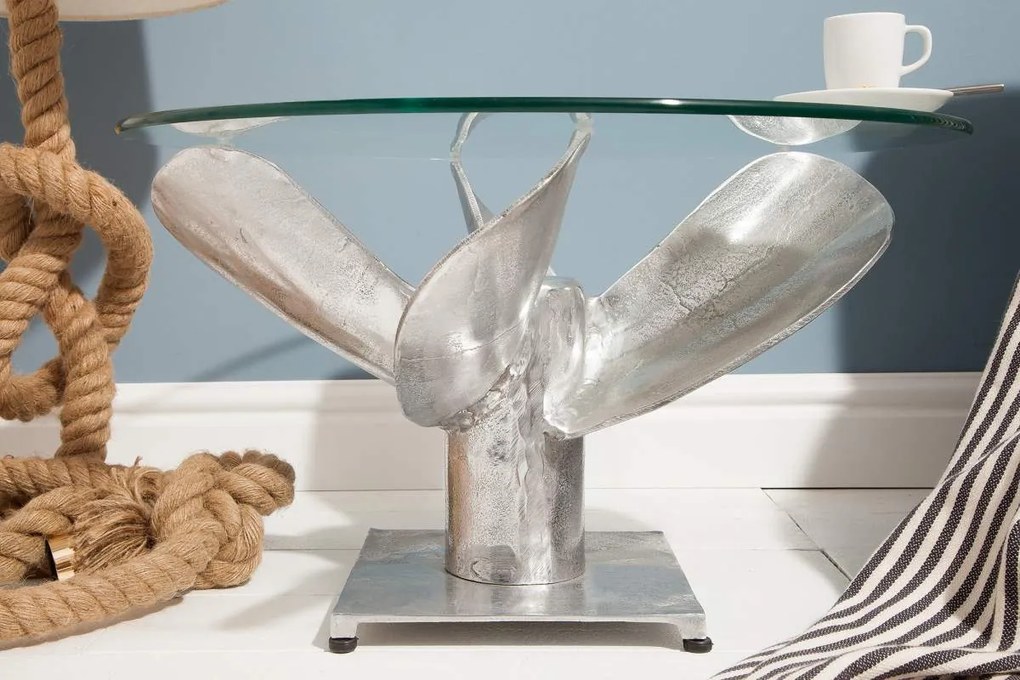 Dizajnový konferenčný stôl Propeller, 60 cm, strieborný