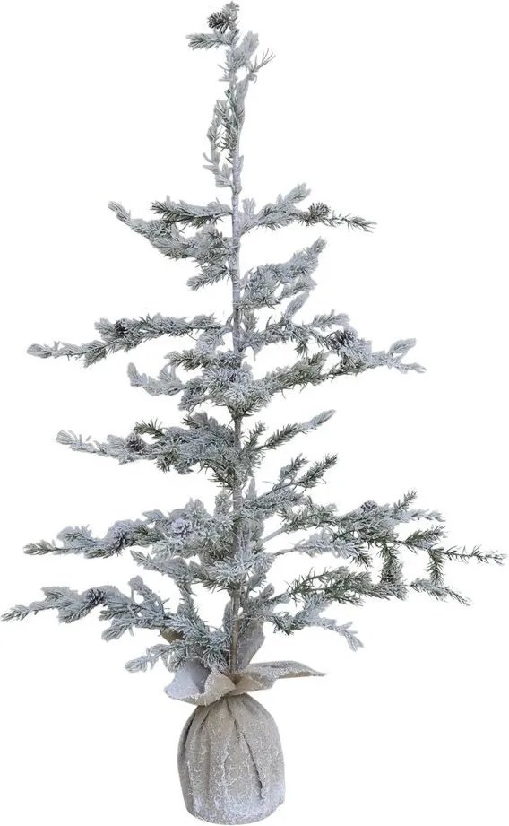 Zasnežený vianočný stromček v jute a so šiškami Pine Tree - 55*120 cm