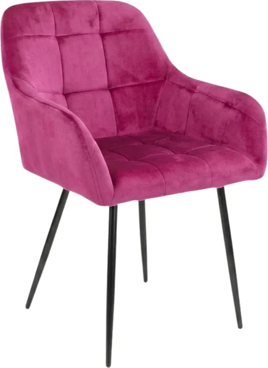 Tmavoružové jedálenské kreslo LOREN VELVET s čiernymi nohami