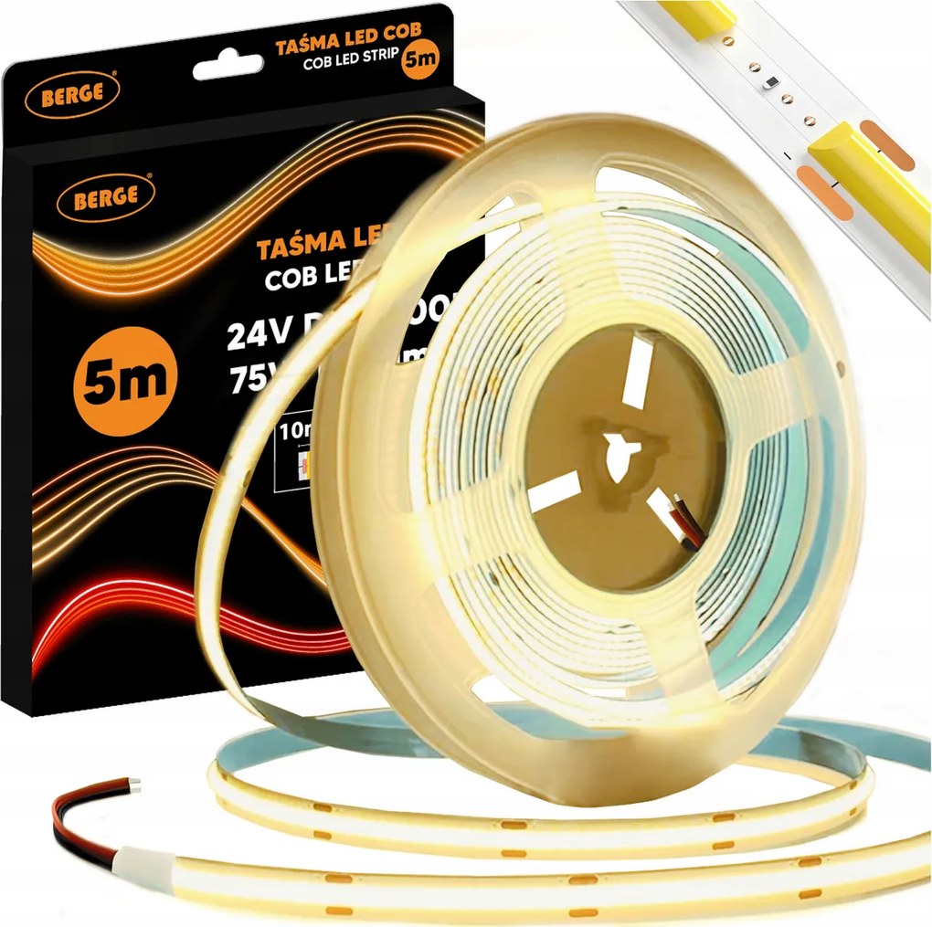 BERGE LED pásik COB Neon 12V - 528D - 15W/m - IP20 - 5m - 1650lm - teplá farba