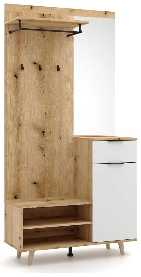 Predsieňová stena SVEN so zrkadlom, hnedá/biela