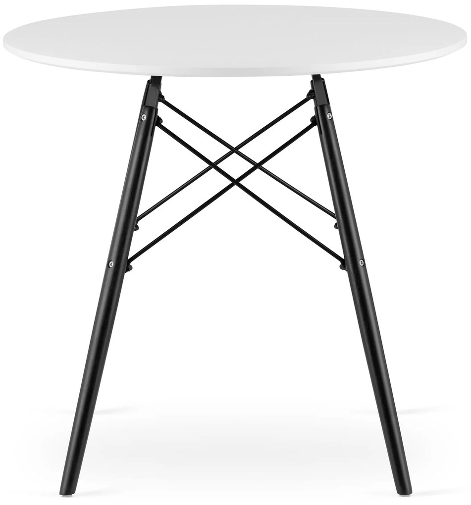 Dekorstudio Okrúhly jedálenský stôl 80cm - biely s čiernymi nohami
