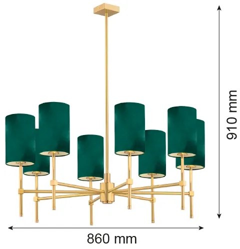Argon 5055 - Luster na tyči ABRUZZO 8xE14/7W/230V mosadz/zelená