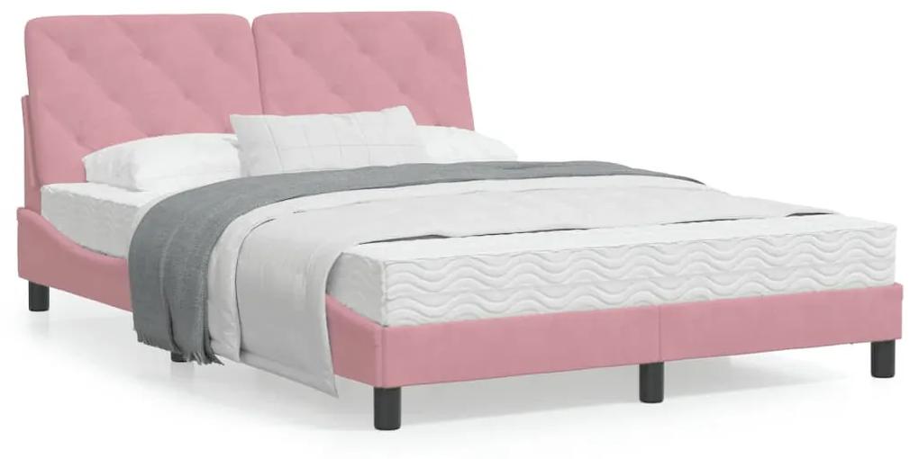 Rám postele s čelom ružový 120x200 cm zamat 3207916