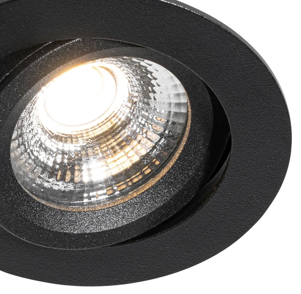 Sada 6 zapustených bodových svetiel čierna, naklápateľná 8,2 cm vrátane LED stmievateľných do teplej farby IP54 Ultra Slim - Pupil