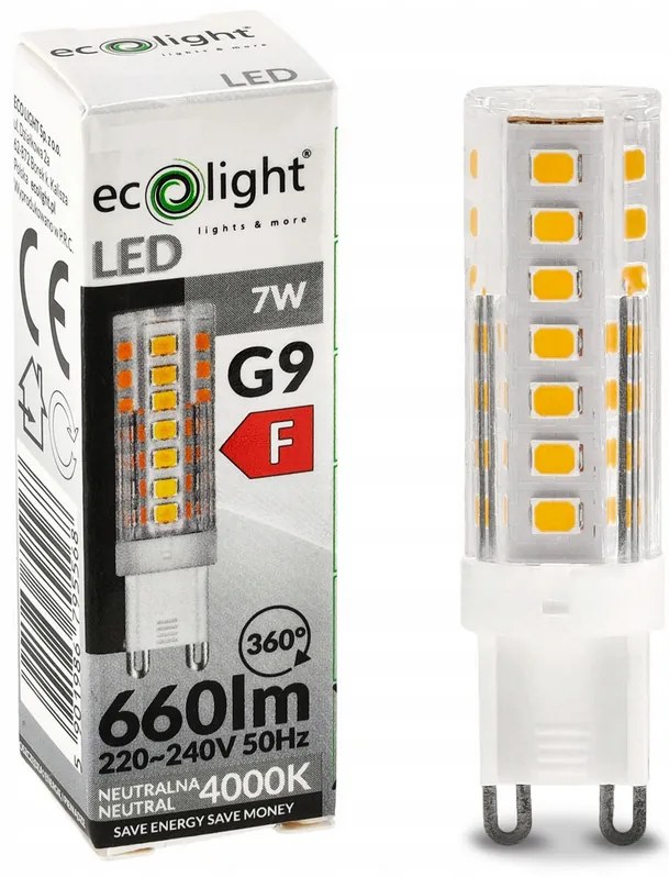 ECOLIGHT LED žiarovka G9 7W neutrálna biela