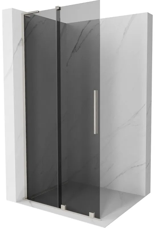 Mexen Velar L, posuvná sprchová zástena Walk-in 120 x 200 cm, 8mm šedé sklo, brúsená oceľ, 871-120-003-43-97