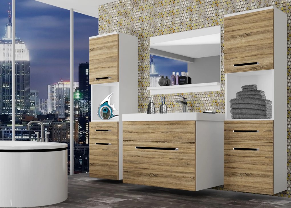 Kúpeľňový nábytok Belini dub sonoma + umývadlo + zrkadlo ROD M 6/0/W/DS/0/ZW