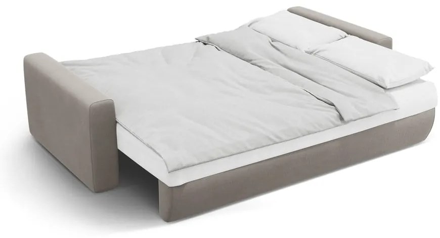 Svetlosivá zamatová rozkladacia pohovka s úložným priestorom 238 cm Belfast – Cosmopolitan Design